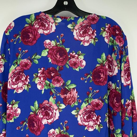 Pioneer Kimono Blue Floral Print Embroidered Open Front - Picture 9 of 10